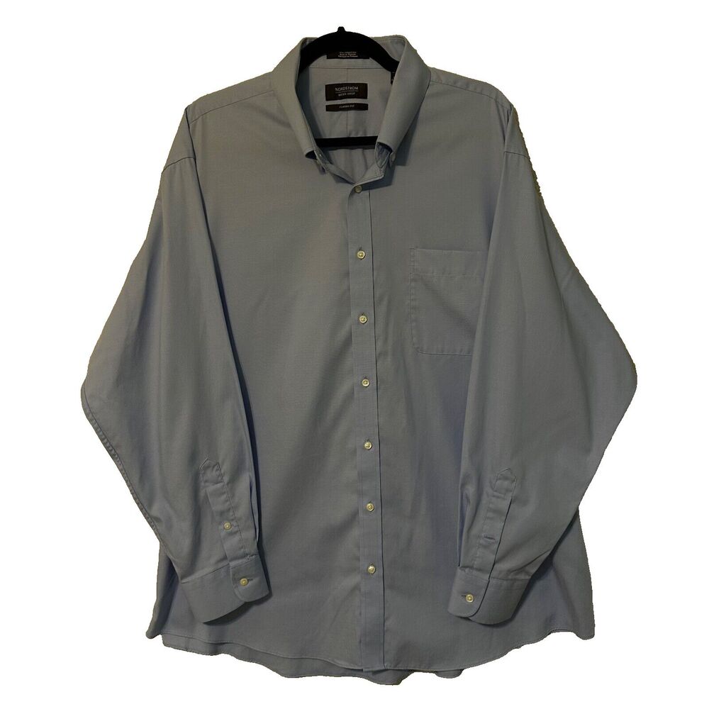 Nordstrom Men's Shop Classic Button Down Blue Size 18/35‎ Classic Fit